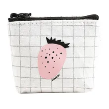 Women’s Purse Girls Cute Fruit Pattern Fashion Canvas Snacks Coin Purses Zipper Small Wallet Bag Change Pouch Key Holder