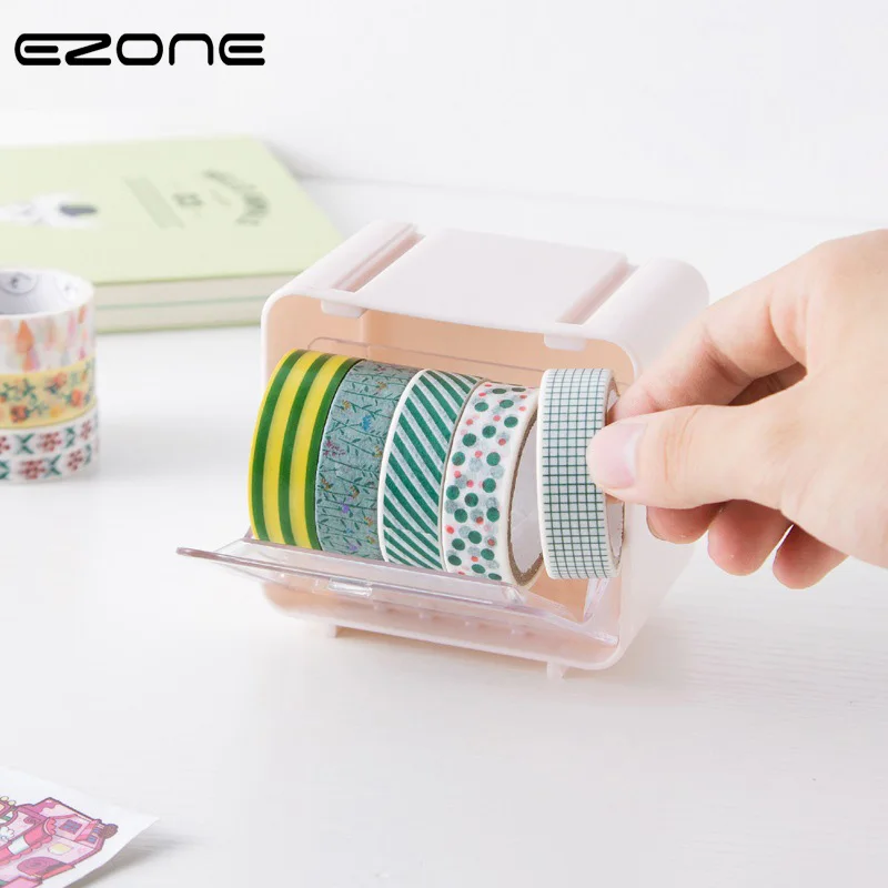 

EZONE Multifunctional Tape Storage Box Transparent Washi Tape Dispenser Paper Office School Supplies Stationery Student Gift