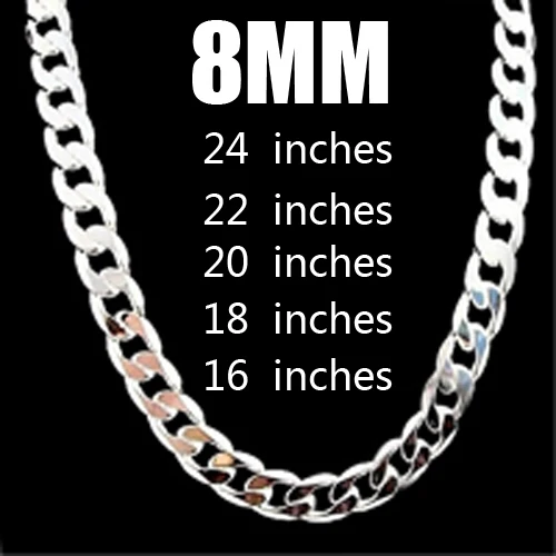 4 мм, 6 мм, 8 мм, 10 мм, 12 мм Ширина серебряные мужские ювелирные изделия Модные мужские цепи панцирное Ожерелье Новинка - Окраска металла: 8 MM