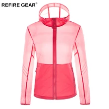 Refire Шестерни летнее солнце защитный дышащей кожи куртка Для женщин Водонепроницаемый ветрозащитный быстросохнущая куртка с капюшоном открытый спортивная куртка