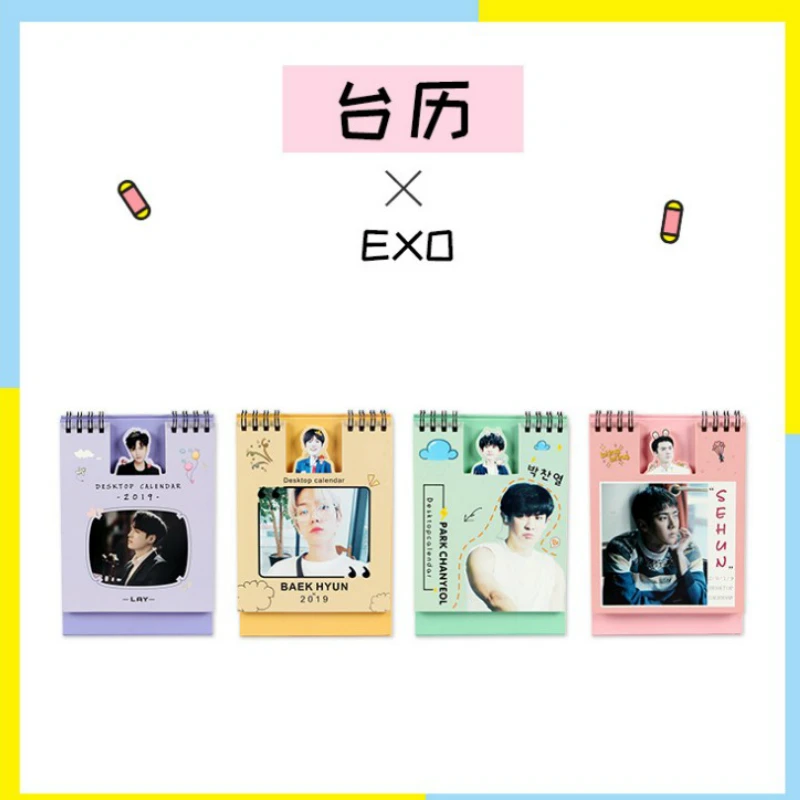 

SGDOLL 2019 KPOP EXO BAEKHYUN CHANYEOL SEHUN LAY Mini Picture Photo Desk Calendar Card Books Fans Gift Toys New