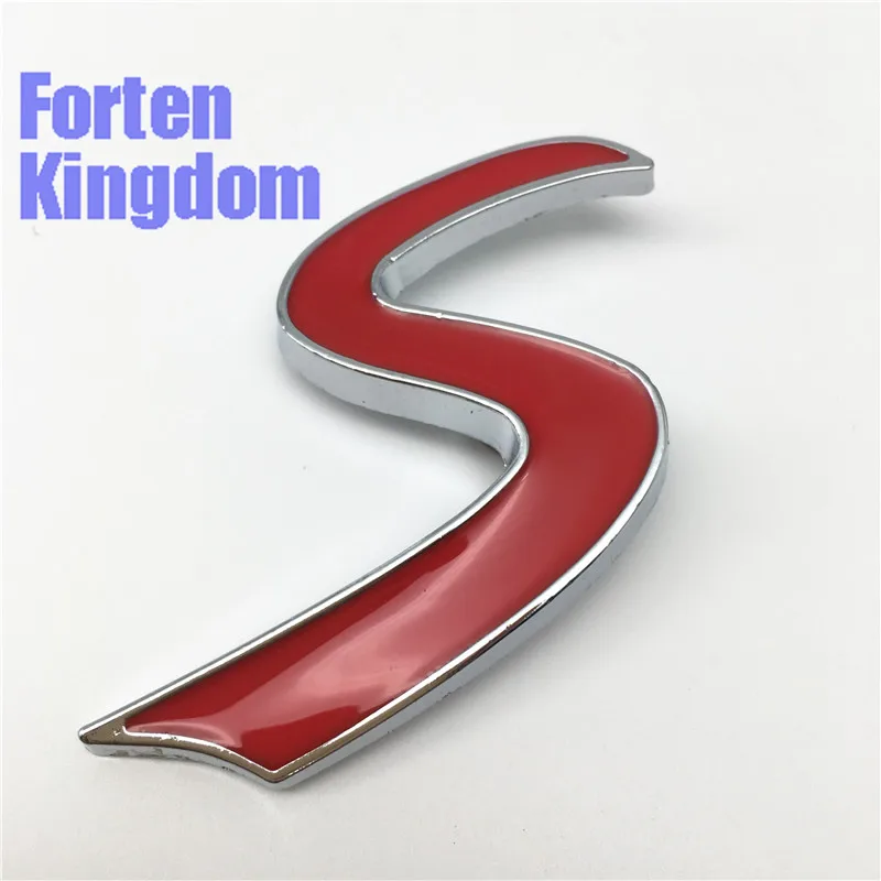 Forten Kingdom 1 шт. хром красный S логотип 3D буквы цинк Металл Передняя решетка значок эмблема с грилем с винтами для украшения