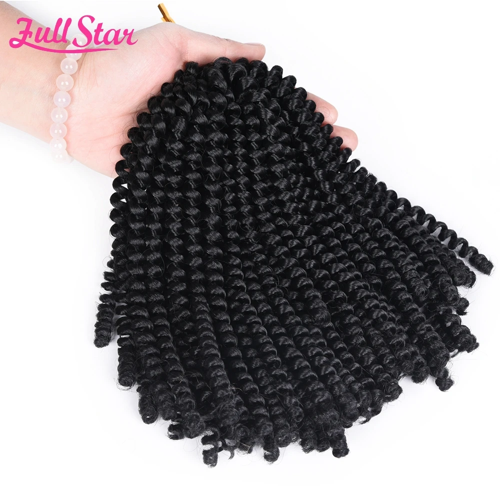 

Fluffy Spring Twist Hair 1-5 pack/Lot Black Ombre Brown Crochet Braids Full Star 110g/pack 30 Roots Synthetic Braiding Bulk Hair