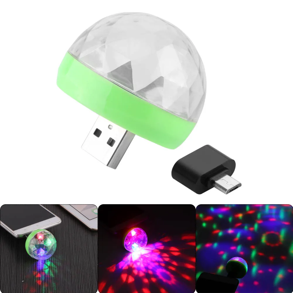 Мини 4-светодиодный дискошар USB мощность свет для сцены RGB сценический проектор для художественного освещения для вечерние праздничные украшения с разъемом Android