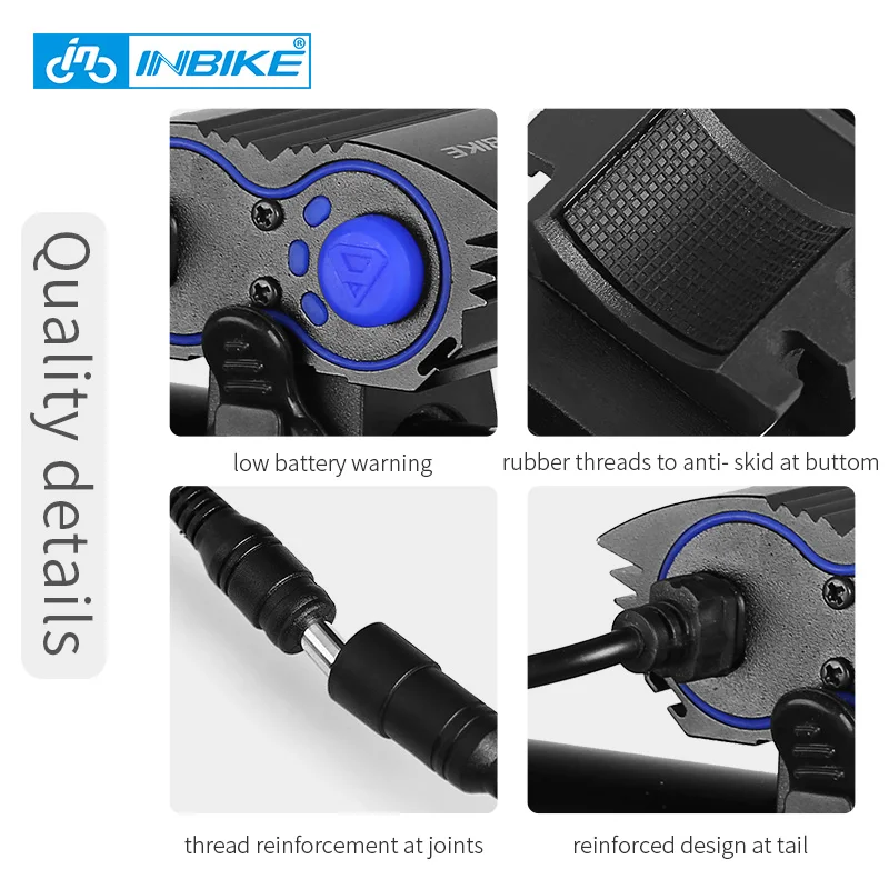 Top INBIKE Bike Light T6&L2 Wick Flashlight Waterproof Electric Bicycle Handlebar Light Cycling Accessory Bicycle Lantern For Bike 5