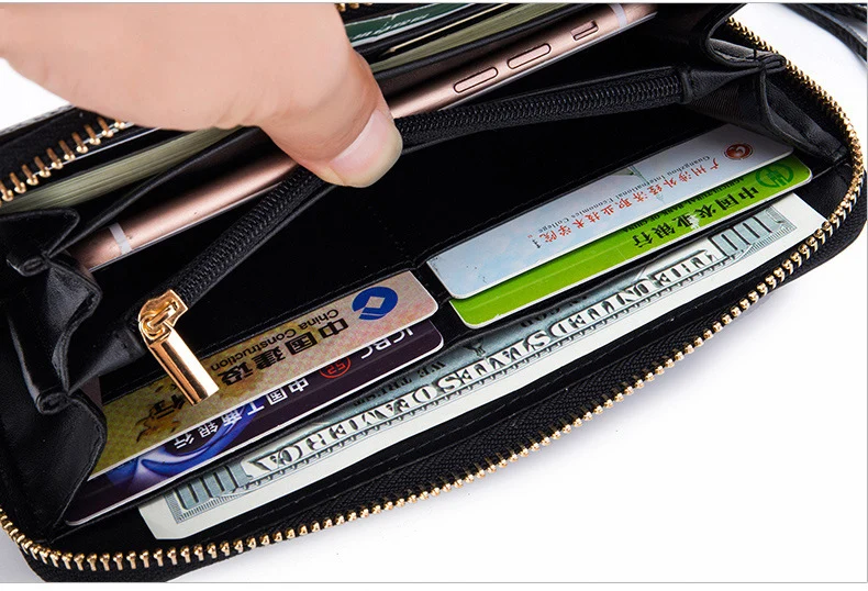 Модные женские кожаные кошельки RFID милый кисточкой Кошелек на молнии для леди из натуральной кожи коровьей кожи клатч ручной чехол для телефона чехол