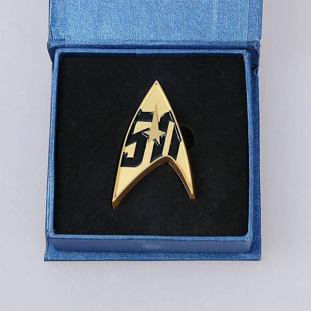 

Cos Star Trek Badge Star Trek 50th Anniversary Magnetic Badge Pin Alloy With Gift Box New Cosplay Party Halloween Prop