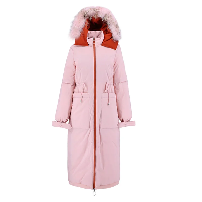 Femme Mode Épais Vestes Parkas Capuchon À Col Duvet D'hiver Femmes Grand Long De Chaud Yellow Pink Blanc Canard Manteaux Veste Fourrure Rembourré Lal52 ginger wqvPH0Z