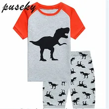 Puseky Kids Boys Pajamas Children Dinosaur Sleepwear Cartoon Shor Sleeve Home Clothing Suit Child Spring Summer Pijamas For Boy