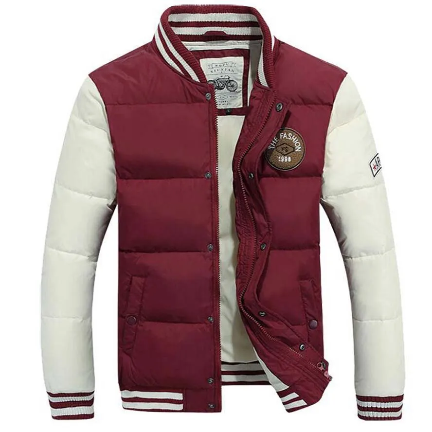 Зимняя мужская куртка, новое модное зимнее мужское пальто, короткая тонкая уплотненная Теплая стеганая куртка, Женская парка черного цвета - Цвет: Красный