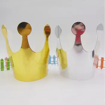 

Gold Silver Folding Paper Crown Adults Children Party Hats Caps Baby Shower Party Headwear wedding birthday