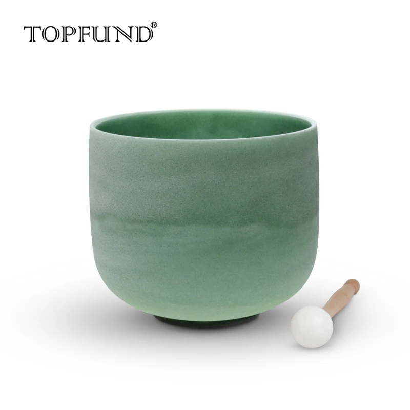 

TOPFUND Emerald Fusion B Note Emerald Frosted Quartz Crystal Singing Bowl 8"