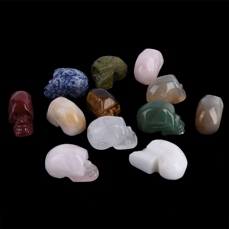 

Crystal Carved Statue Realistic Feng Shui Healing Home Ornament Art Collectible 2 Inch Handmade Natural Stone Skull Figurine