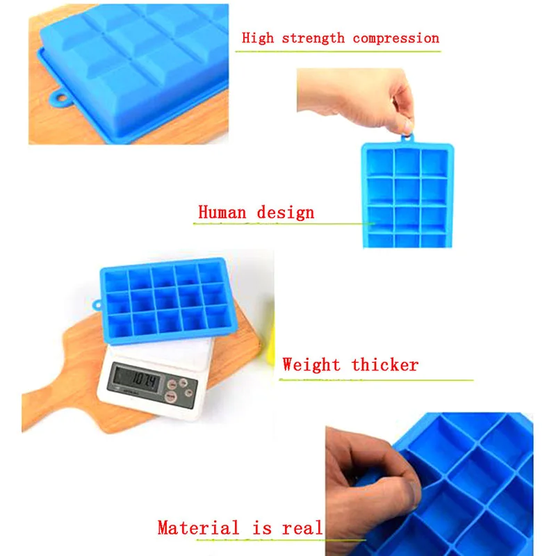 Силиконовый лоток для льда 15 идеальный квадратный лоток для льда Улучшенная форма с гибким легким выпуском пресс-формы Kitchenand bar