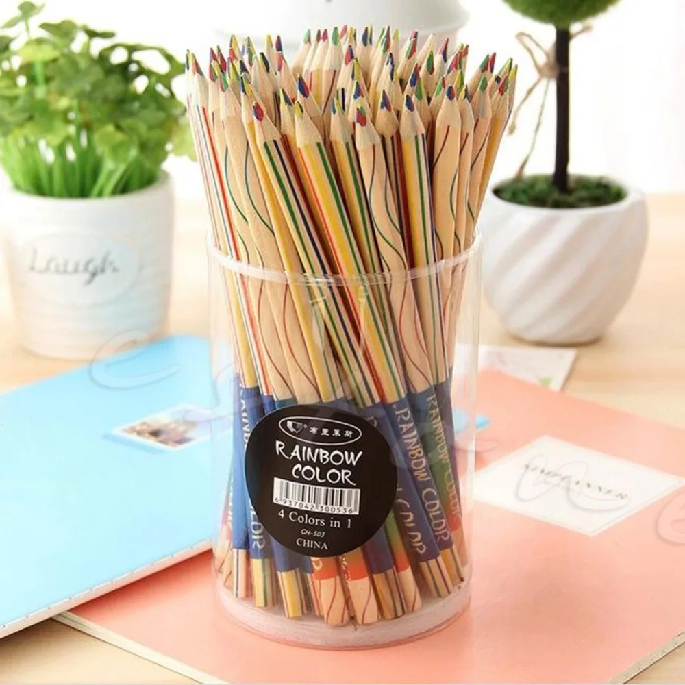 8 Pz lotto Arcobaleno Matita di Colore 4 in 1 Colorato Disegno Pittura Matite Set Nuovo in 8 Pz lotto Arcobaleno Matita di Colore 4 in 1 Colorato Disegno