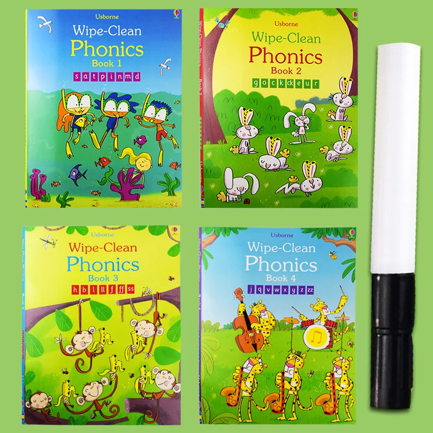 

Funny ABC Educational Kindergarten mkd52 English Books Alphabat Study Wipe Clean Phonics Children Book learning letters