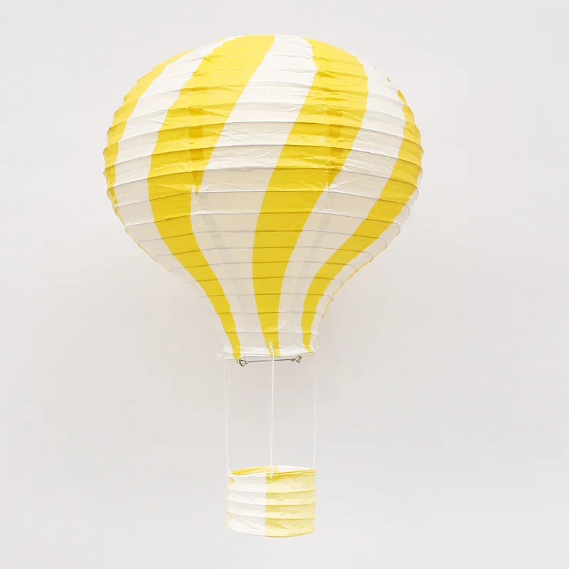 30cm 40cm hot air balloon chinese lantern rainbow heart striped printed lampion babyshower birthday wedding party decorations - Цвет: Yellow Lollipop