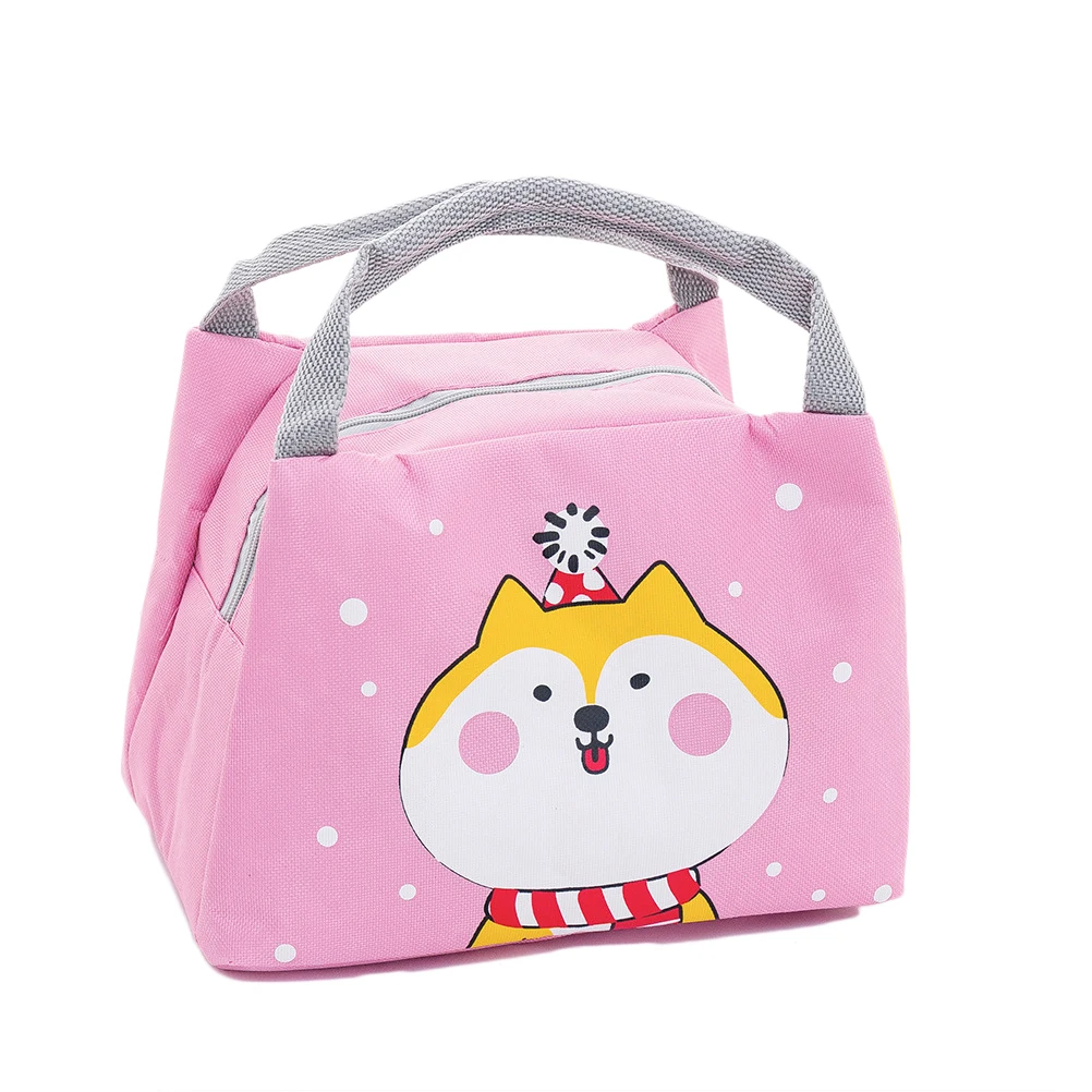 Милый мультяшный ланч-мешок для женщин, девочек, детей, Термоизолированный Ланч-бокс, сумка для еды, пикника, сумка для бутылки молока - Цвет: Розовый