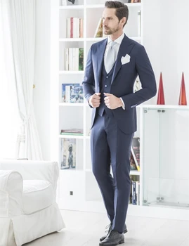 

Mucielee Cheap Male Suit Slim Fit Mens Formal Wear Men Prom Suits Wedding Groom Blazer Masculino 3 Pieces (jacket+pants+Vest)