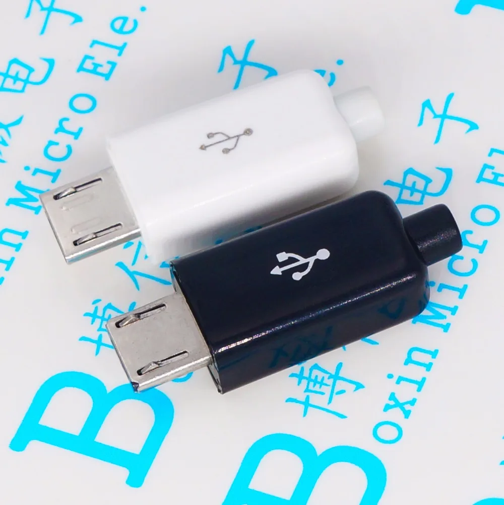 100 шт. DIY Micro USB Тип B штекер 5pin четыре в сборе разъем штепсельная вилка AQJG|connector| |