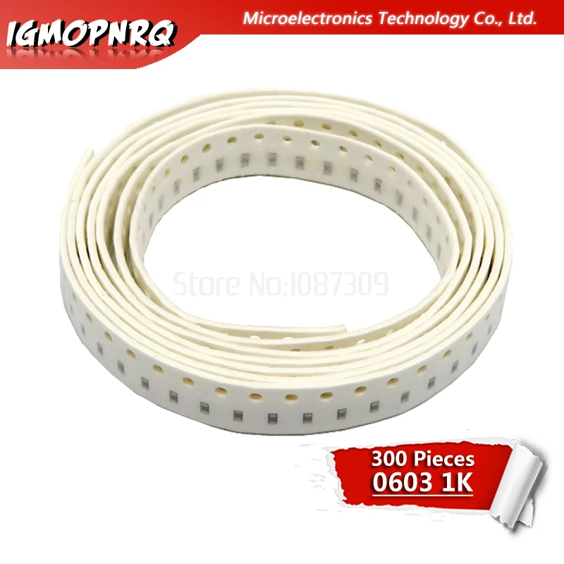 

300PCS 0603 Chip Fixed Resistor SMD Resistor 1K ohm 1k