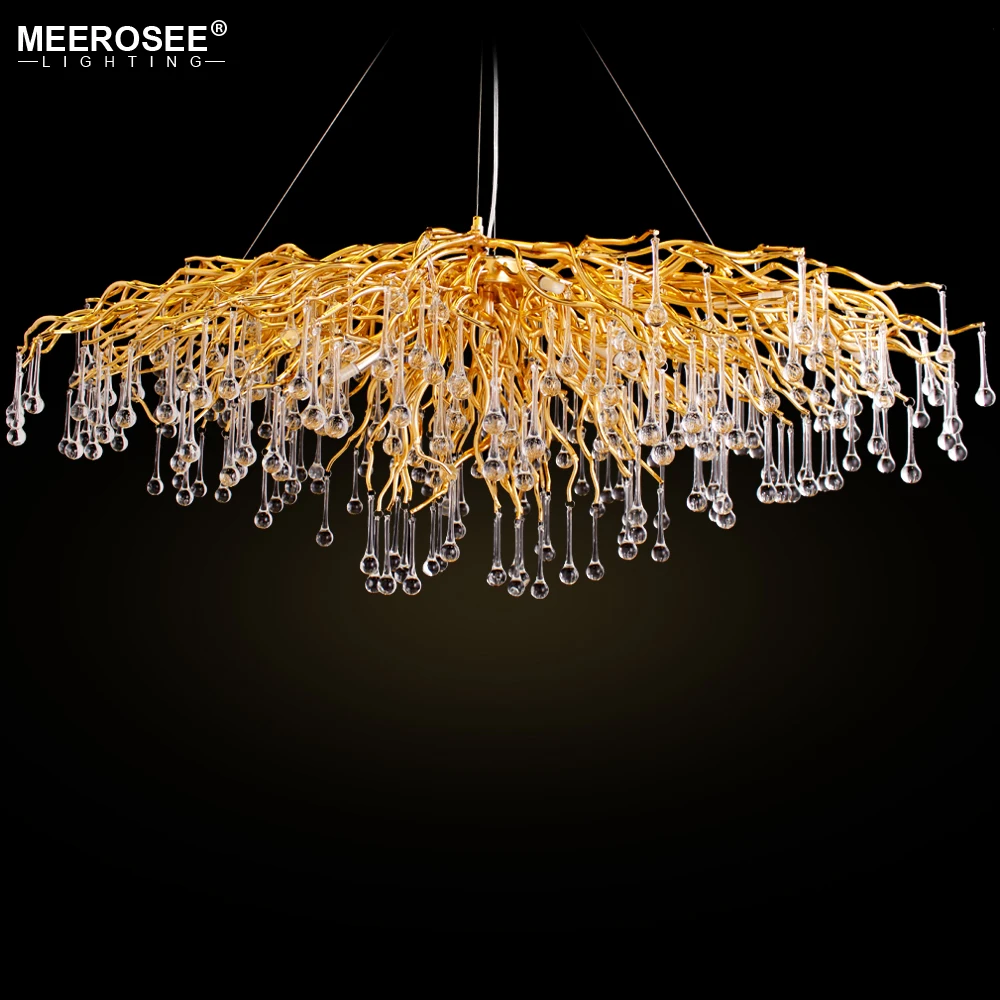 

2019 Luxurious Crystal Pendant Light Modern Popular Gold Color G9 Crystal Rectanglsuspension Lustre for Restaurant Hotel Project