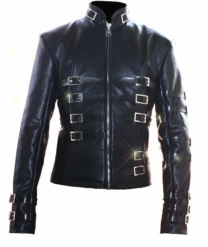 Индивидуальный заказ MJ Профессиональный Косплей Майкл костюм Джексон 1985 Ретро панк Черная куртка с металлической пряжкой пальто