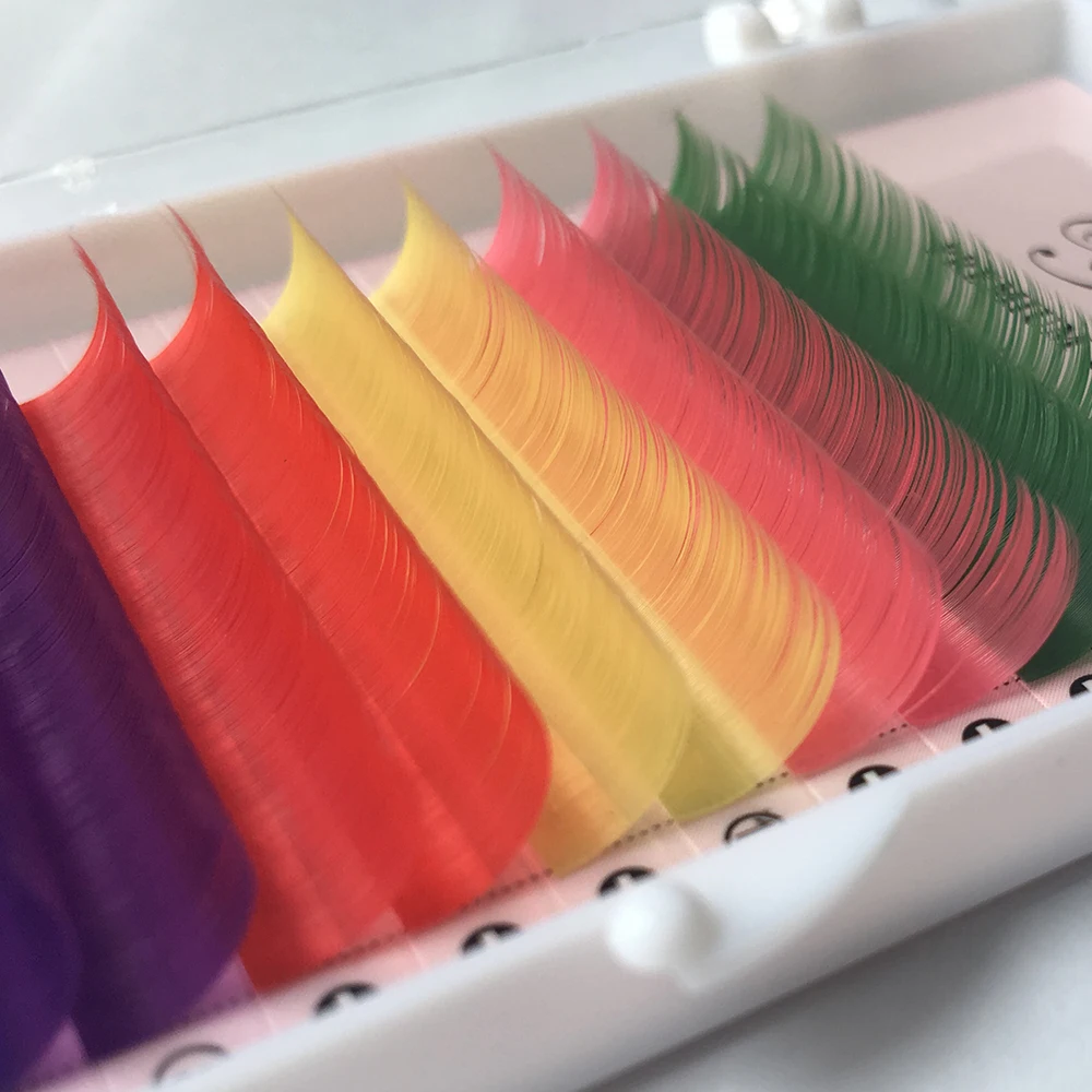 Yelix 16 рядов, 8 цветов, радужные цветные ресницы, накладные ресницы, цветные накладные индивидуальные Искусственные ресницы, принадлежности для ресниц