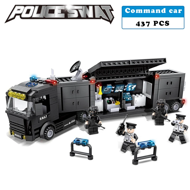 Police-station-SWAT-Command-car-soldiers-Military-Series-3D-Model-building-blocks-compatible-with-lego-city
