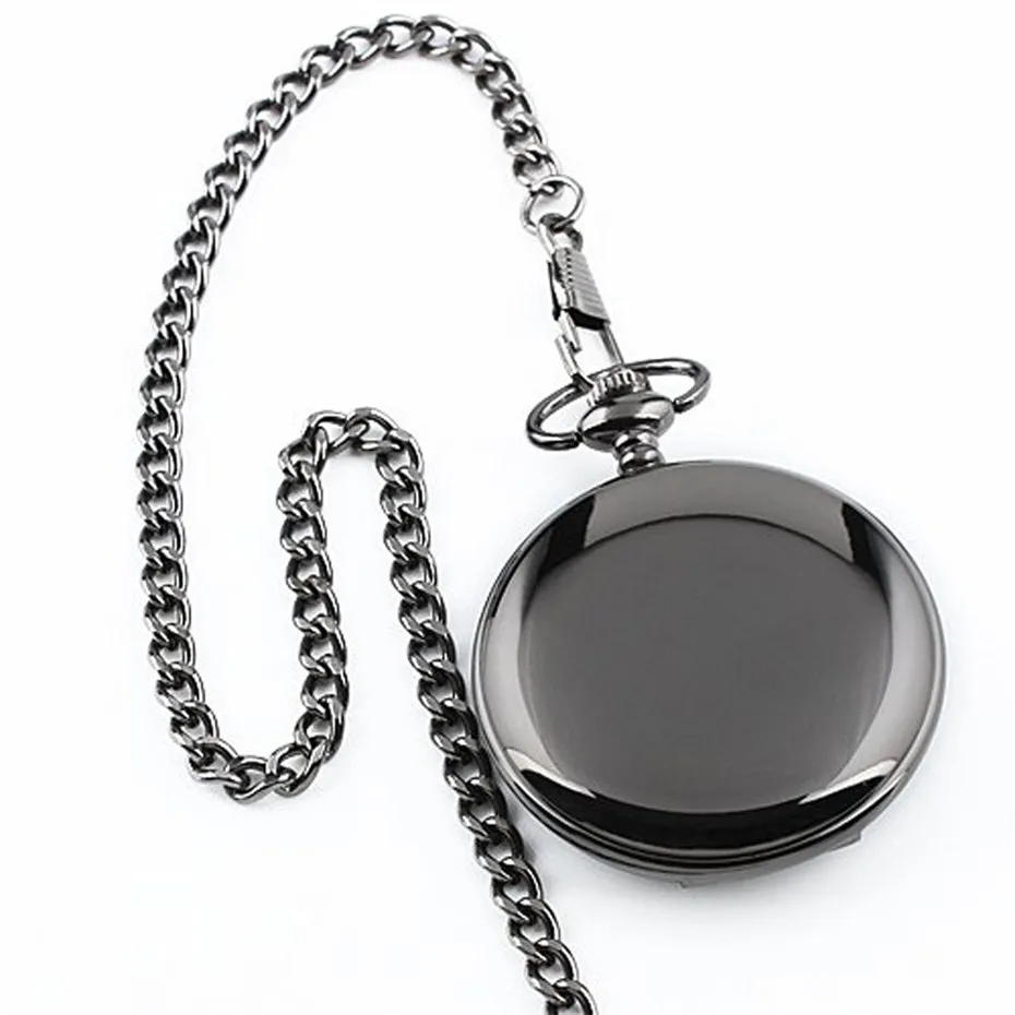 Гладкая черная "внука" дизайн кварцевые карманные часы циферблат с арабскими цифрами Подарки для женщин часы 30 см карманные, на цепочке