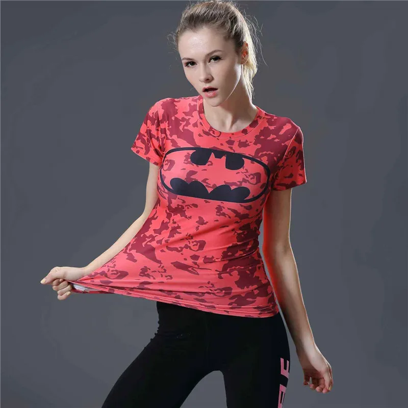 11  T Shirt Women 3d Print Batman Compression Shirt Summer Short Sleeve O-neck Tee Shirt Femme Fitness Tight Tshirt Women Tops