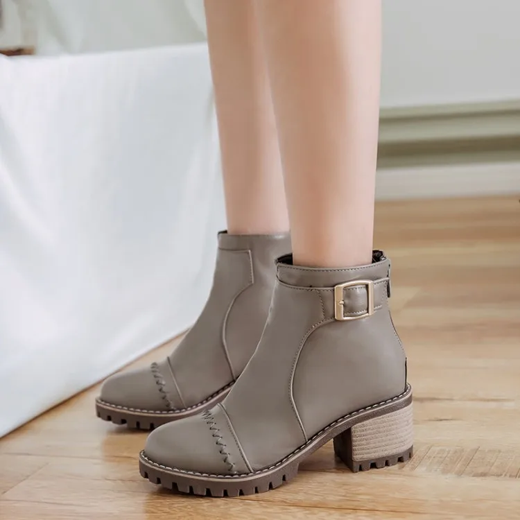 

Big Size 11 12 13 Europeans and Americans with round head, square heel zipper, short canister Martin boots