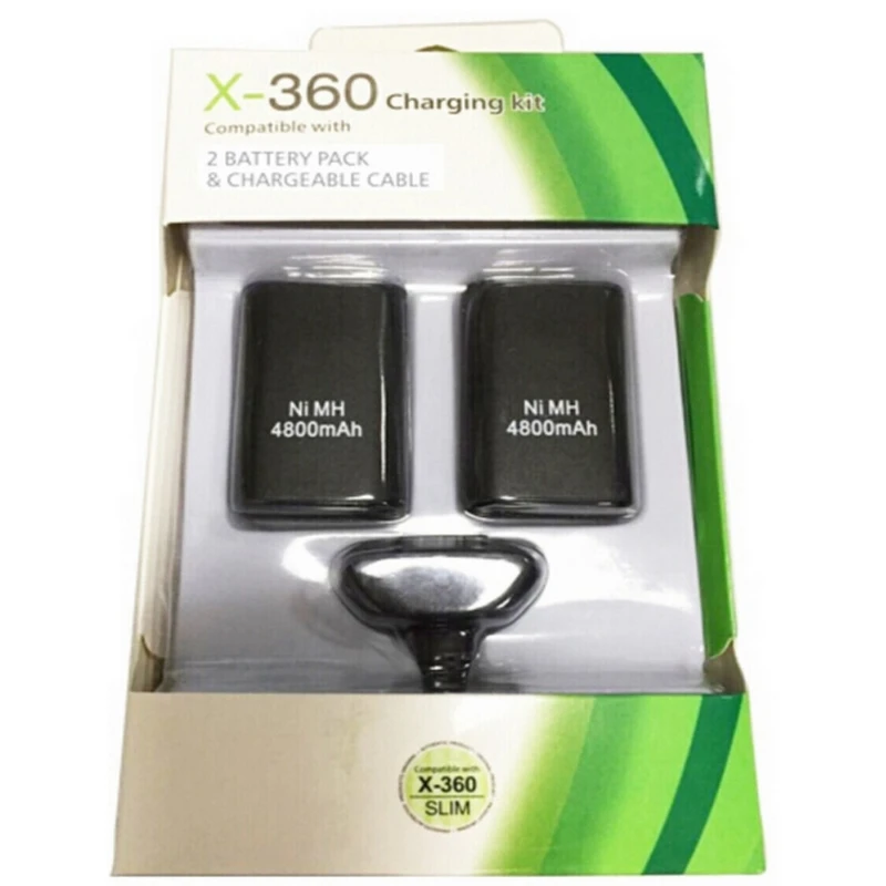 

2Pcs 4800mAh Rechargeable Battery+Charging Cable for Xbox 360 Wireless Wired Controller Joystick Gamepad Bateria Backup Battery