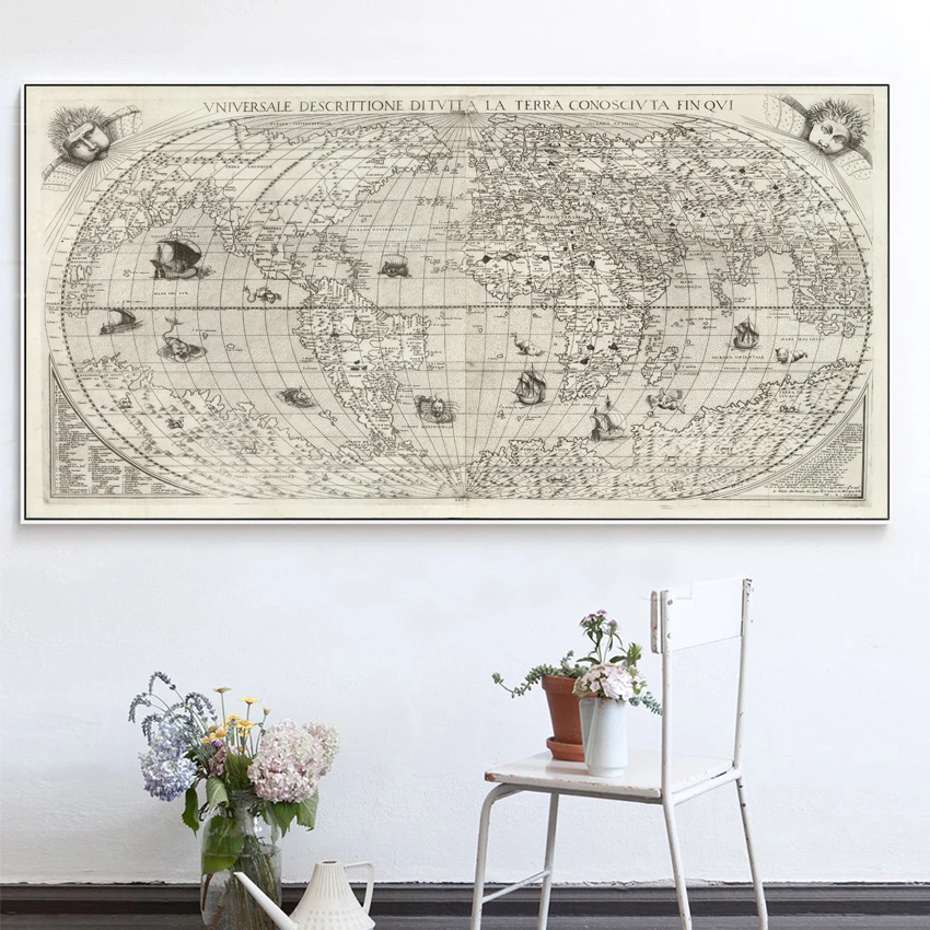

Single Wall Art The World Map Painting On Canvas Prints Vintage Picture For Living Room Study Office Decor painting on the wall