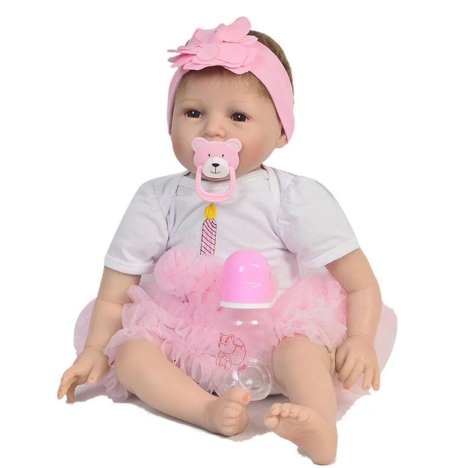 

NPK DOLL 22 Inch 55cm Lovely bebe reborn baby girl silicone doll toys for children birthday gift newborn alive dolls