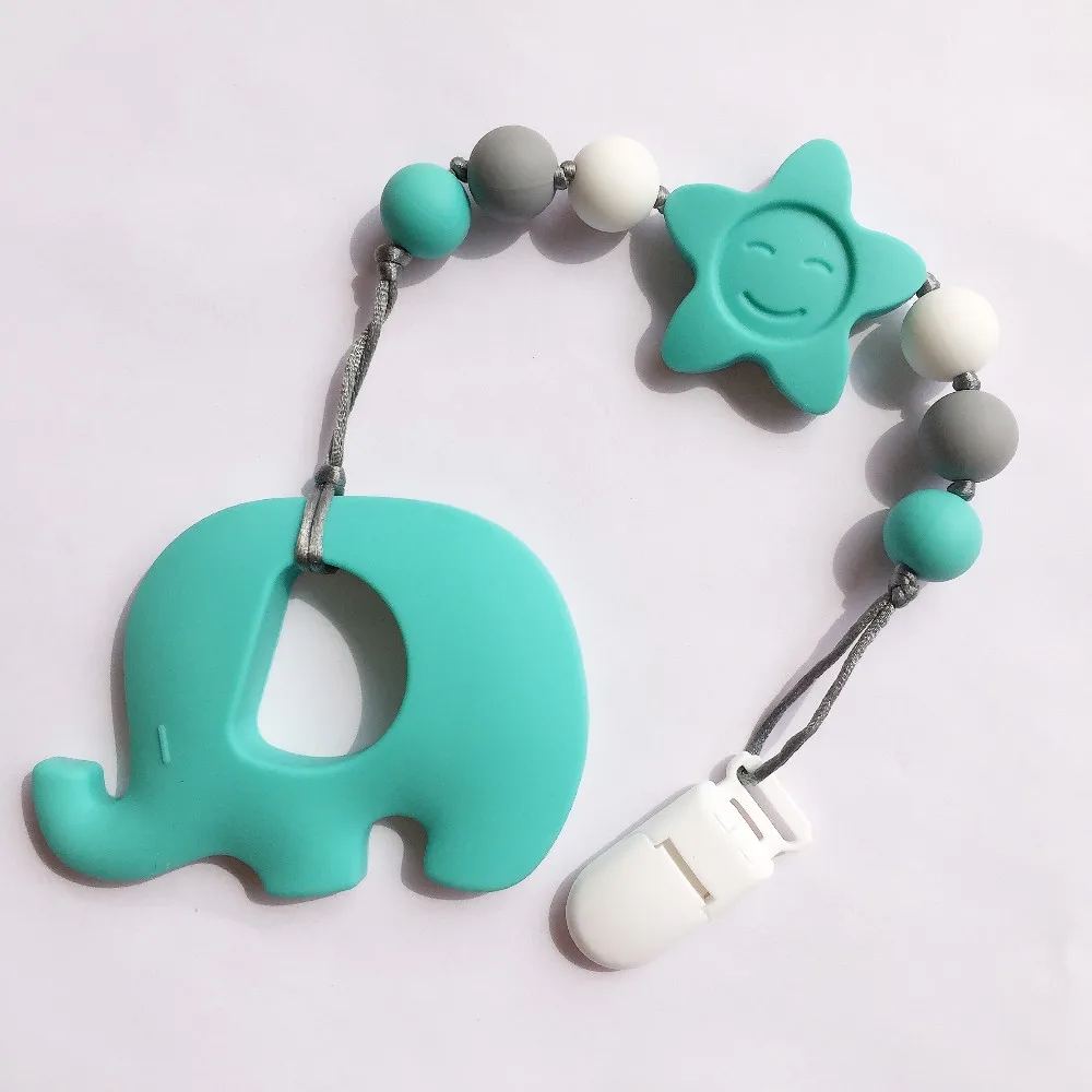 Newest Silicone baby Teething Pacifier clips silicone Teething Pacifier