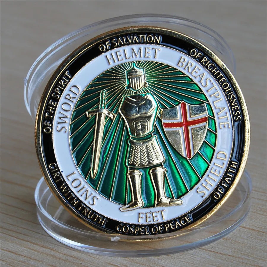 Armor of God Defend the Faith - Brass Challenge Coin (9)