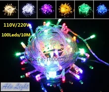 Строка Света 100 LED 10 М Рождество/Рождество/Свадьба/Партии Украшения AC 110 В 220 В Огни открытый Водонепроницаемый светодиодные лампы 9 Цветов Фея