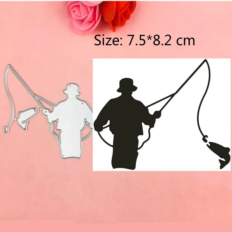 

Hot Boy Fishing Cut Die Stencils for DIY Scrapbooking/Photo Album Decorative Embossing Paper Cards