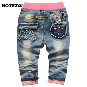 

2017 Hot Sale Children's Denim Jeans Spring/Autumn Kids Trousers Cartoon Rabbit Print Denim Pants For Girl 1-4 years