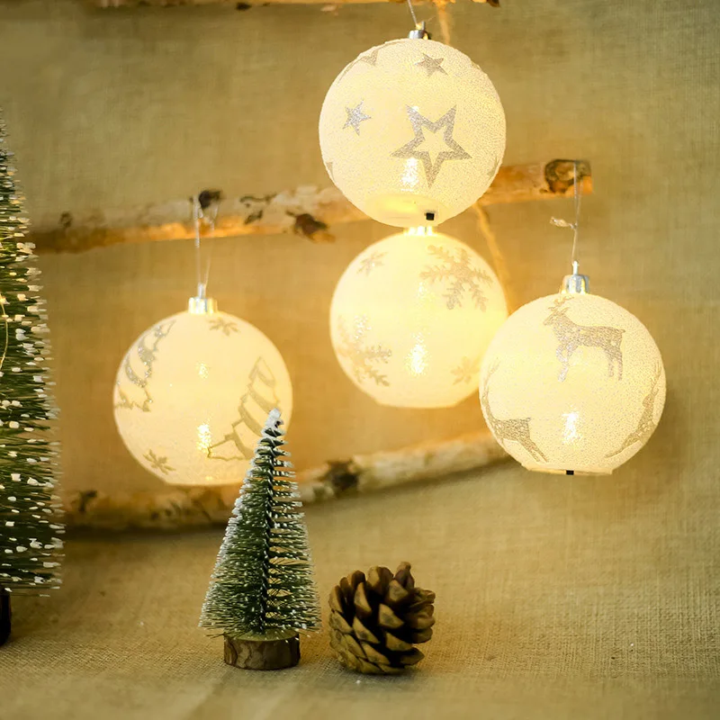 

High Christmas LED Light Balls Snowflake Elk Star Printing Ornaments Xmas Tree Party Bedroom Outdoor Decor LG66