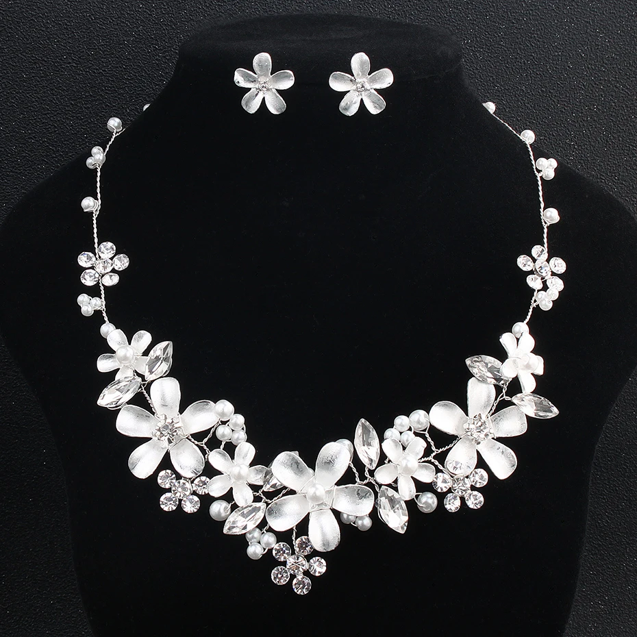 

Miallo Wedding Flower Garden Bridal Jewelry Sets Necklaces and Earrings for Brides Handmade Women Jewelry Dress Accessories