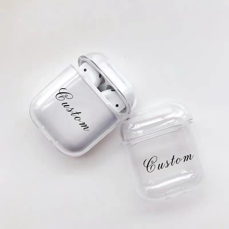Custom name Transparent Hard Plastic Case For Air Pods Case for Bluetooth Wireless Airpod Cover DIY Customized Photo Letters New