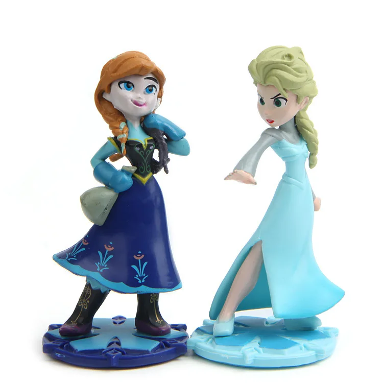 

9cm Magiclip Princess Figurines Elsa Anna PVC Action Figures Kids Toys gifts Girl birthday Cake Decorating Supplies