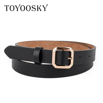 

2019 Designer Women Belts PU Leather Square Pin Buckle THIN Belt for Jeans All-match Belts for Female Cinturon Mujer TOYOOSKY