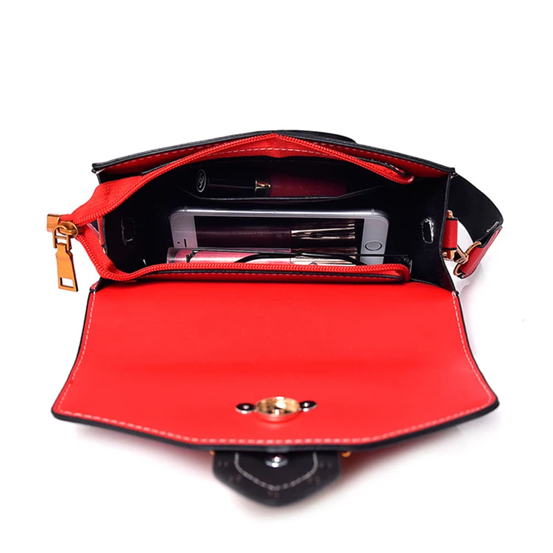 Luxury Women Fashion Rivet Handbag Metal Lion Head Female Wide Shoulder Bag Famous Design Lady Flap Bolsa Mini Crossbody SS3501 (4)