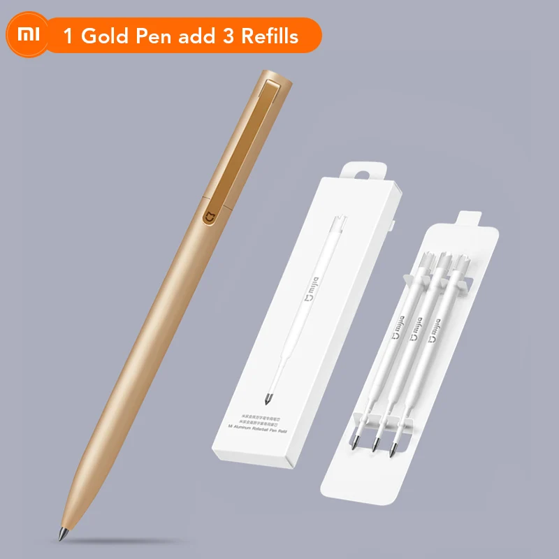 Xiaomi Mijia металлический знак P-E-N PREMEC гладкие легированные ручки Швейцария заправка MiKuni Япония черные чернила 0,5 подписи P-E-N2 - Цвет: Gold Pen add 3 Ink