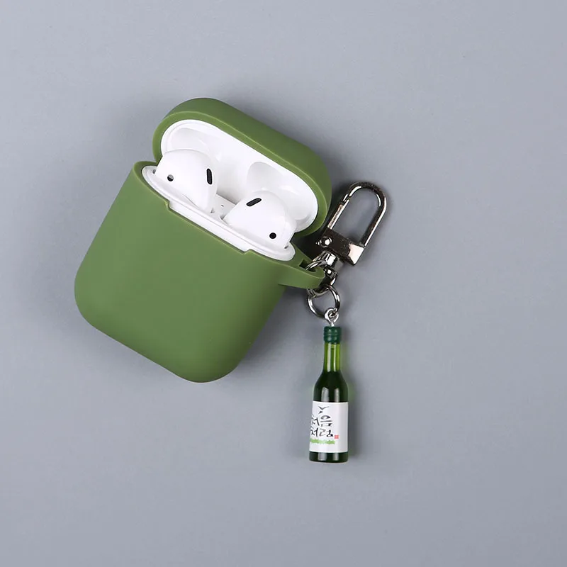 Модные бутылка пива брелок для ключей наушники чехол для Apple Airpods Аксессуары Силиконовый чехол key holder подарок
