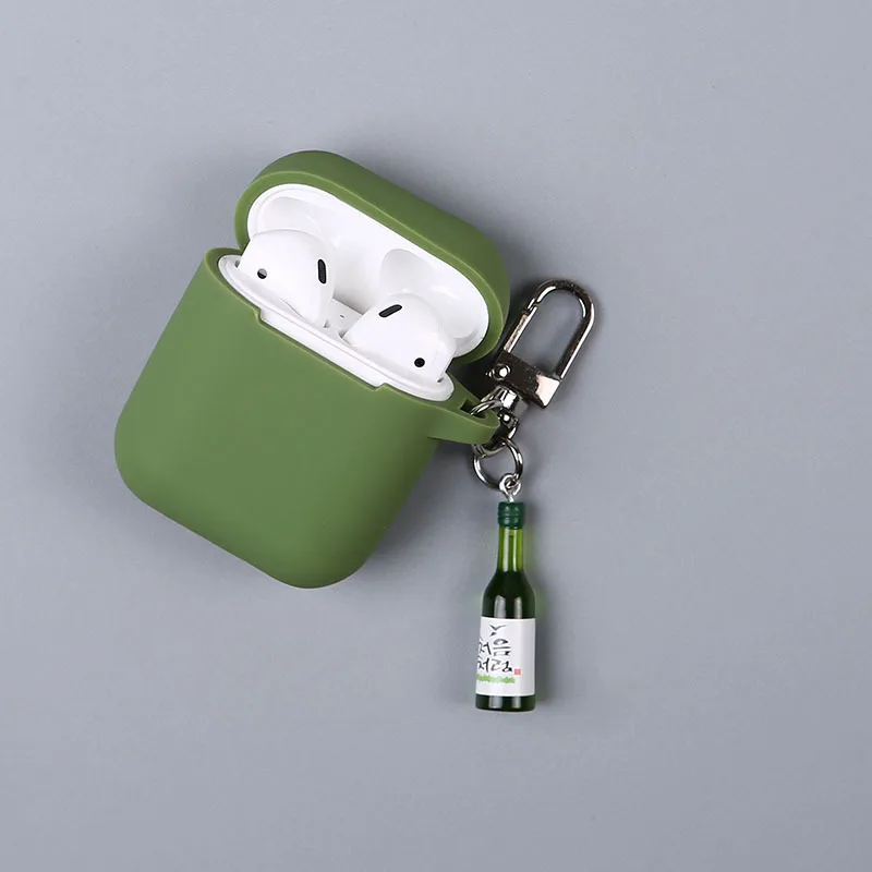 Модные бутылка пива брелок для ключей наушники чехол Apple Airpods Аксессуары
