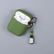 Fashion Hot Beer Bottle Keychain Keyring Headphone Earphone Case For Apple Airpods Accessories silicone cover key holder gift